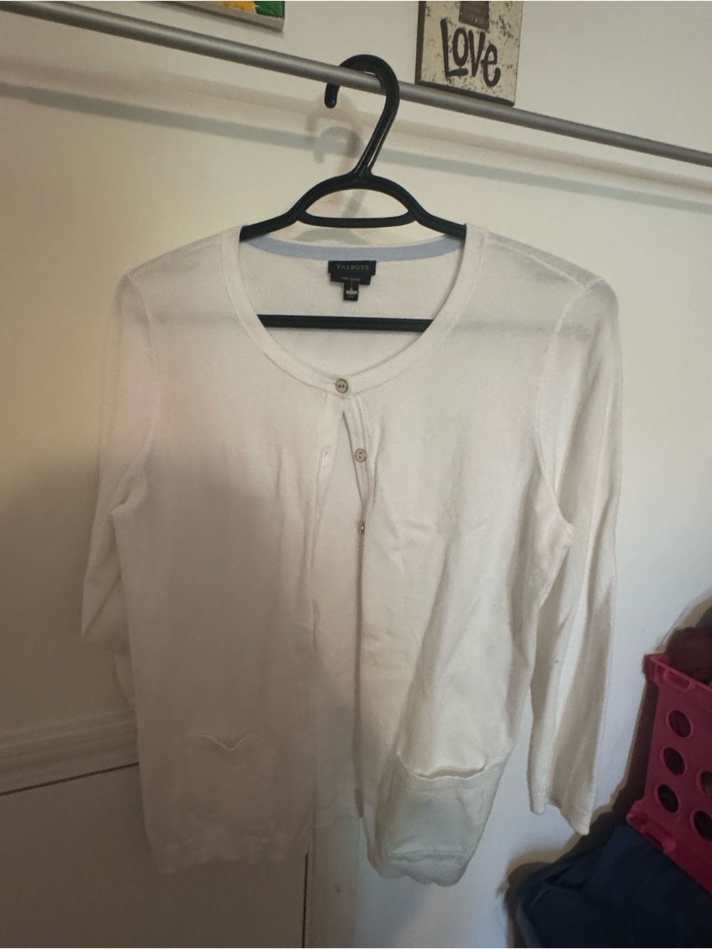Talbots White Cotton Crewneck Cardigan NWOT